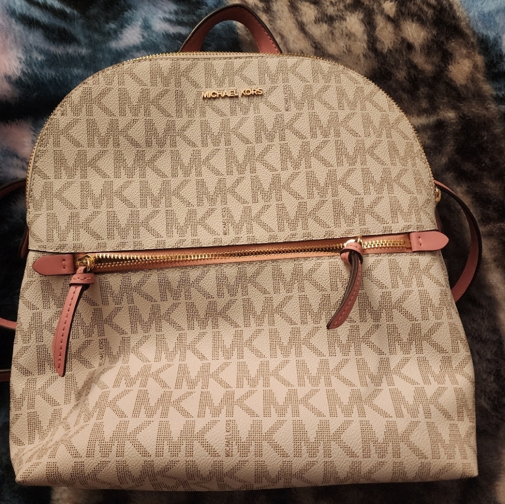 Michael Kors Beige Monogram Backpack